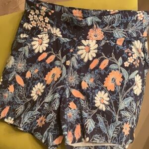 Inc blue and peach floral shorts
